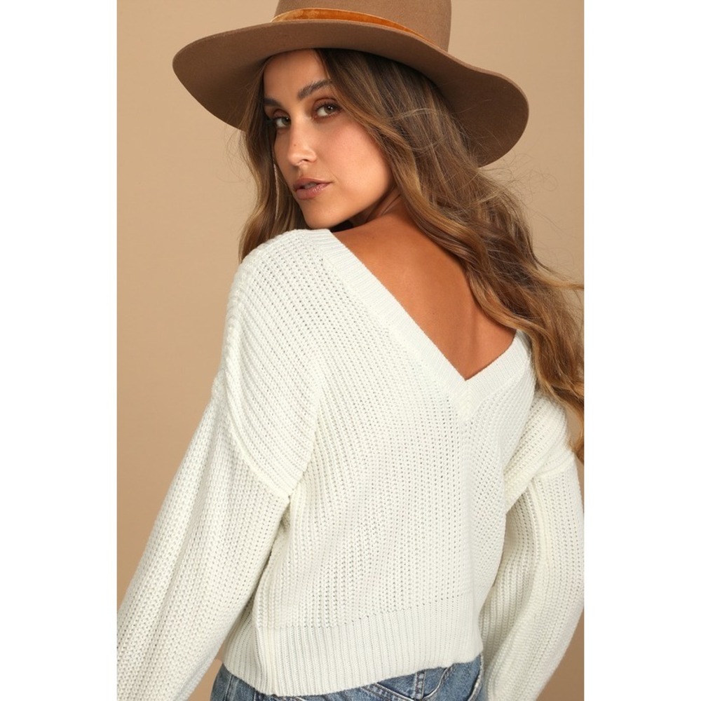 Lulus Double The Fun Ivory Knit Reversible Sweater White - Size XS